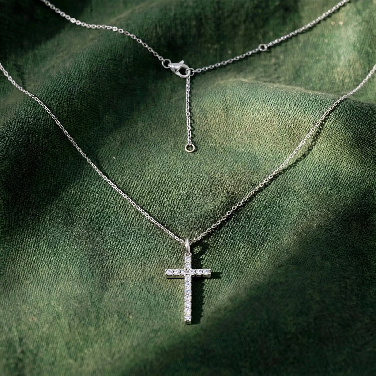 Eternal Faith Pavé Cross Moissanite Necklace 022LV
