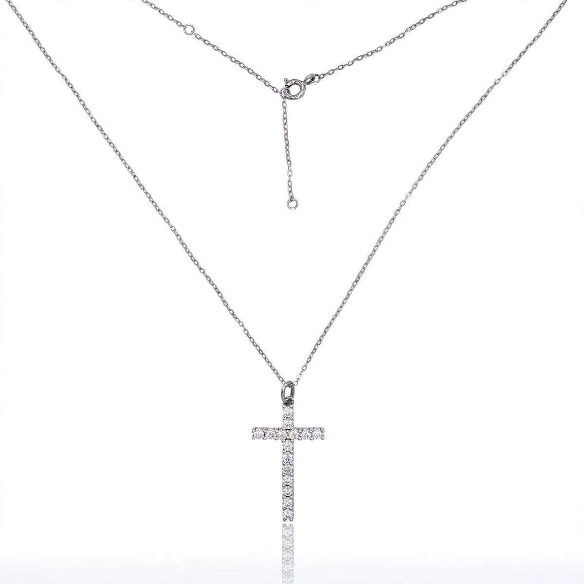 Eternal Faith Pavé Cross Moissanite Necklace 022LV