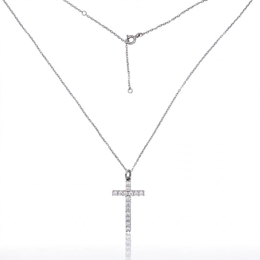 Eternal Faith Pavé Cross Moissanite Necklace 022LV