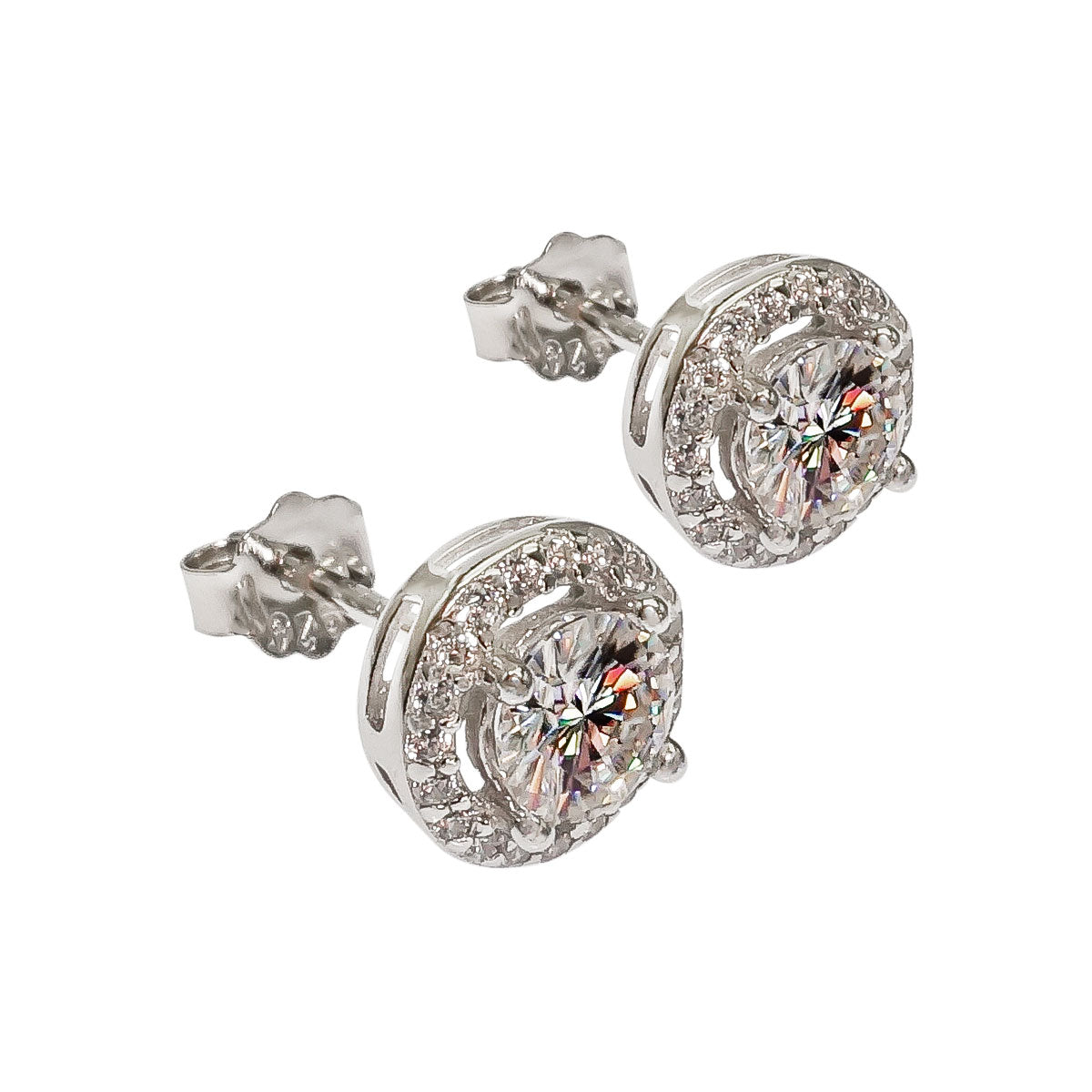 029LV Halo Centered Stone Earrings