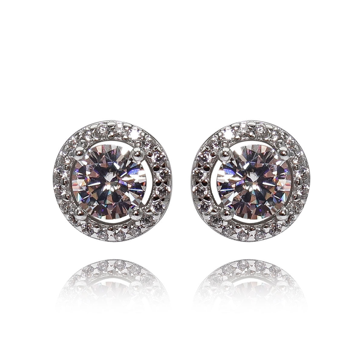 029LV Halo Centered Stone Earrings