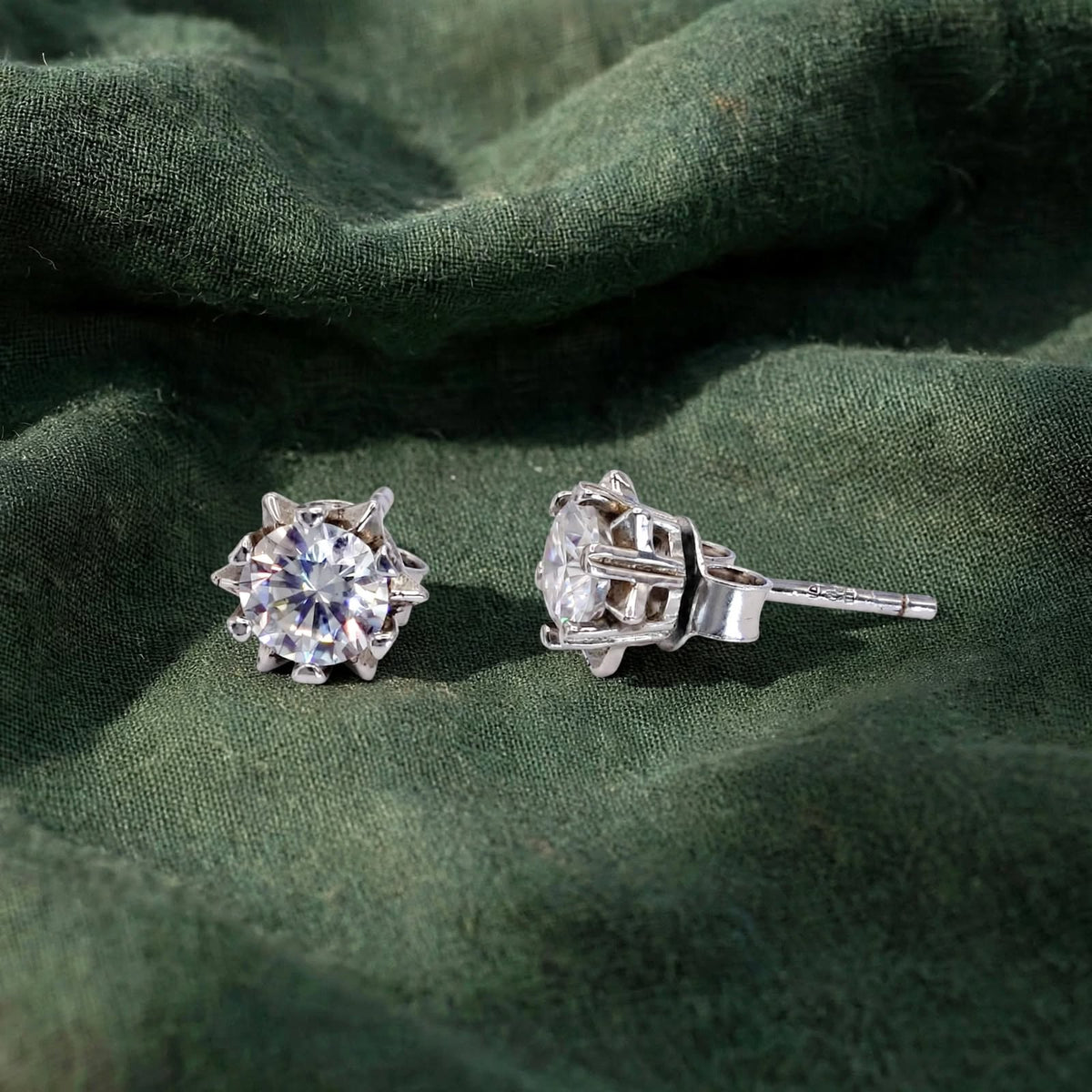 Prismatic Octagon Moissanite Solitaire Studs 046LV
