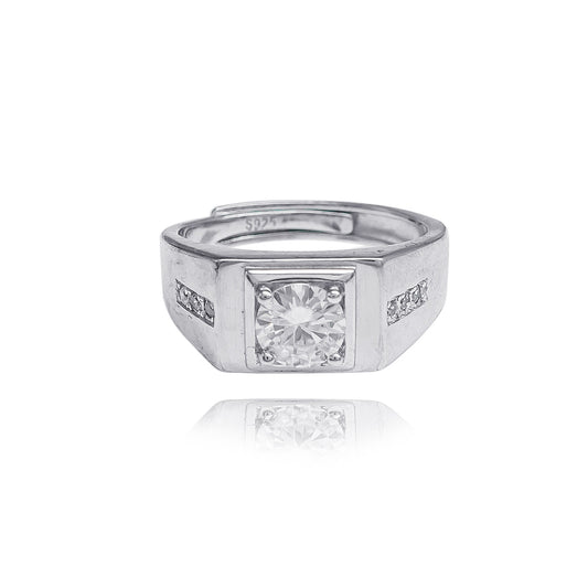 059LV  Men's Round Solitare Ring