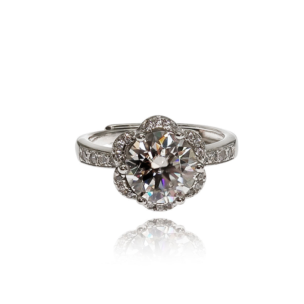 61 LV Floral Centered Stone Ring