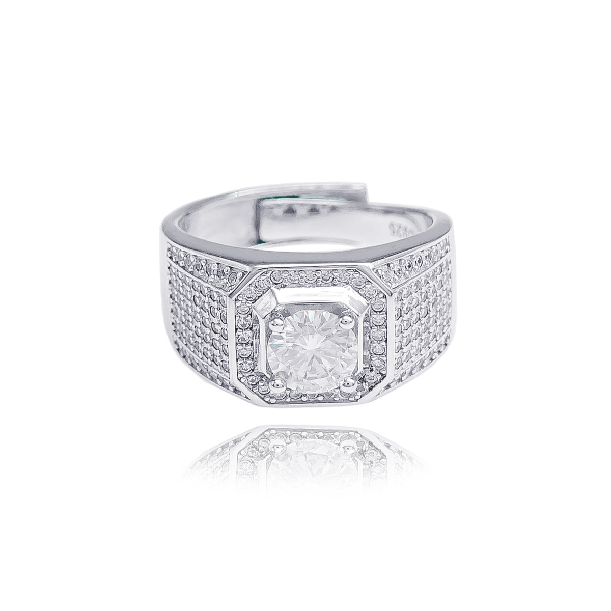 112LV  Round Cut Solitare Pave Ring