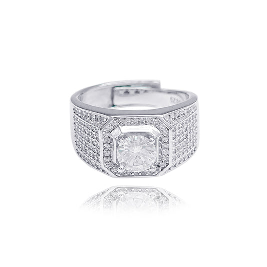 112LV  Round Cut Solitare Pave Ring