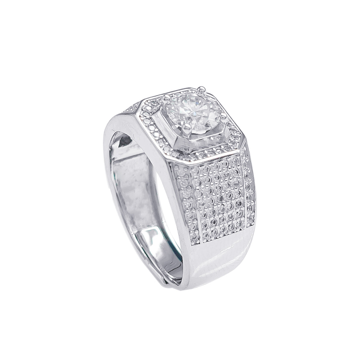112LV  Round Cut Solitare Pave Ring
