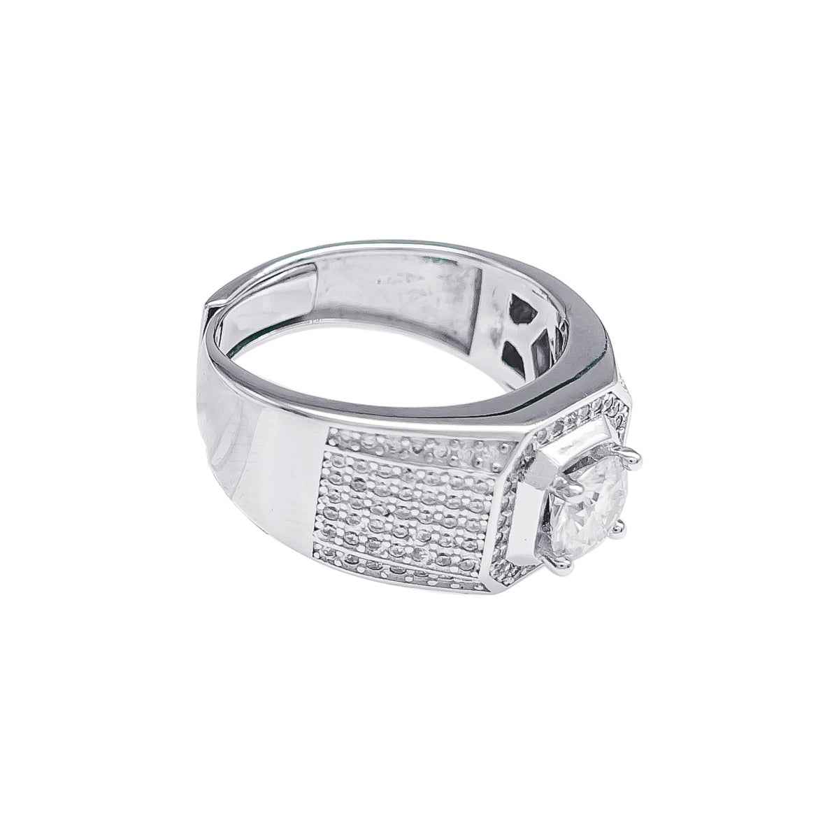 112LV  Round Cut Solitare Pave Ring