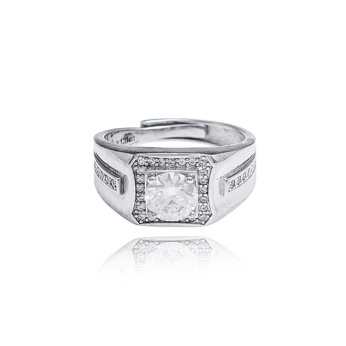 113LV  Round Cut Moissanite Men's Ring