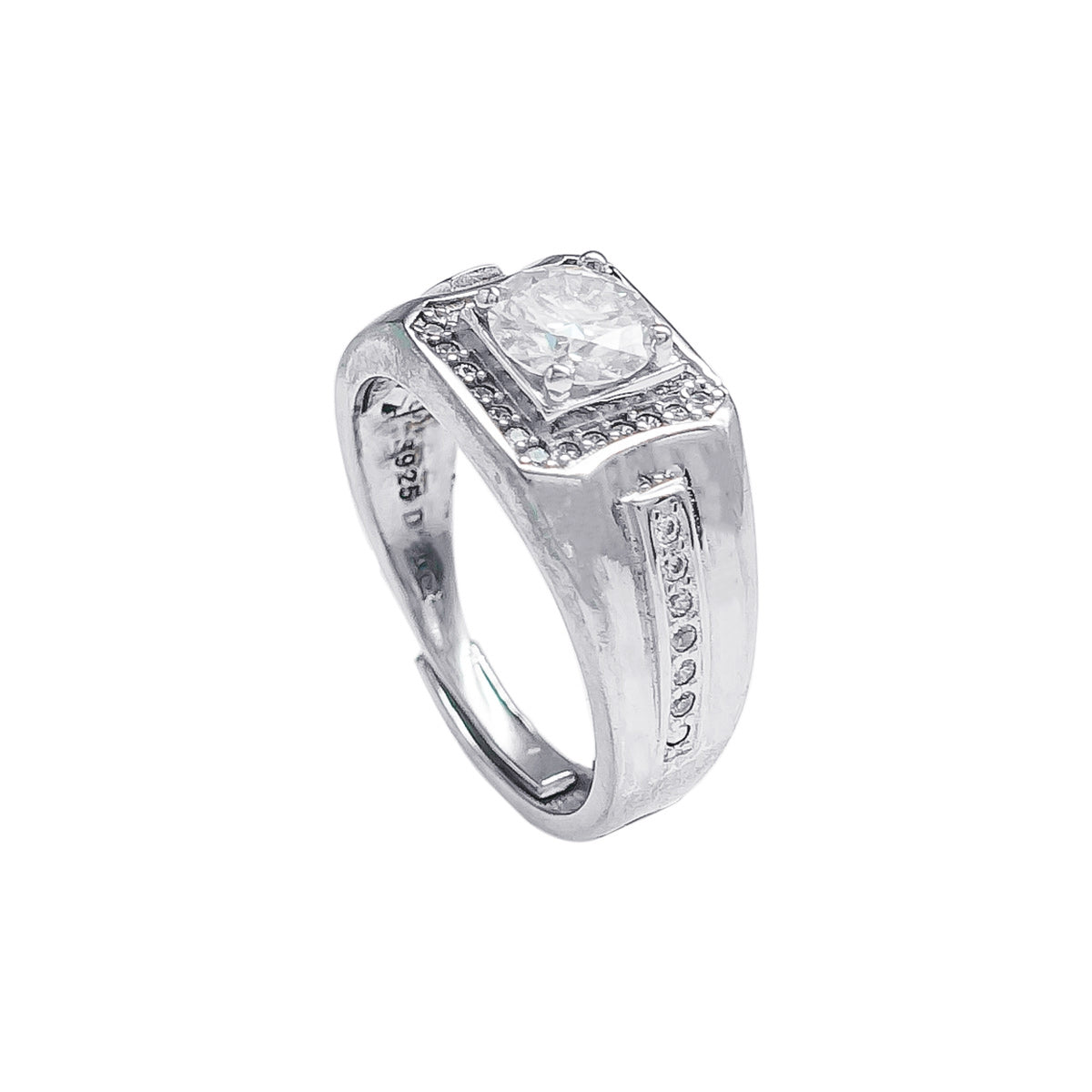 113LV  Round Cut Moissanite Men's Ring