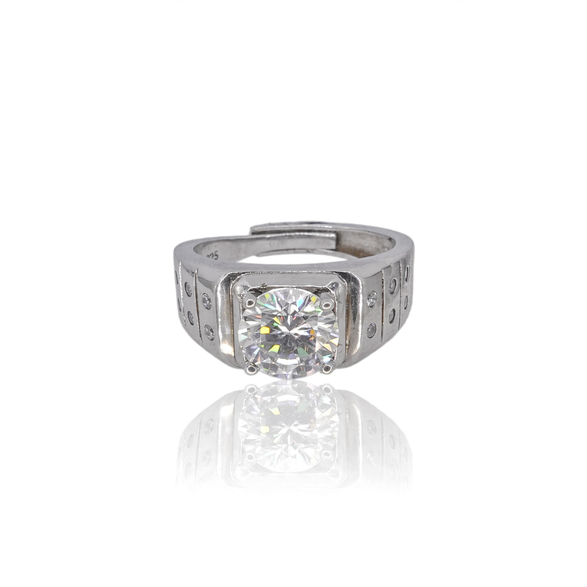 Round Solitaire Signet Moissanite Ring 114LV