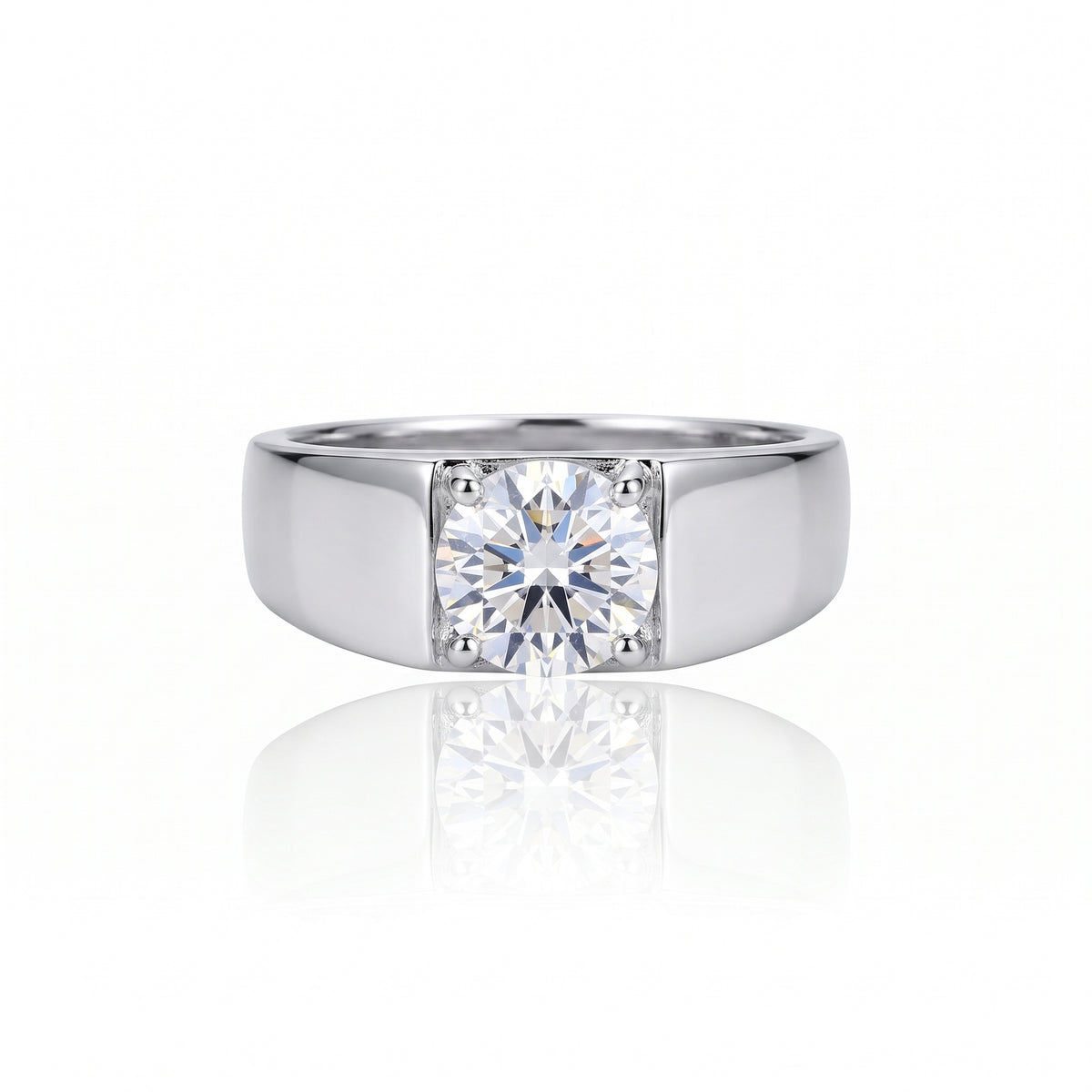Flat Solid Bezel Moissanite Ring 116LV