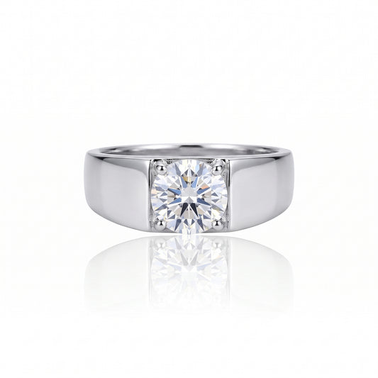 Flat Solid Bezel Moissanite Ring 116LV