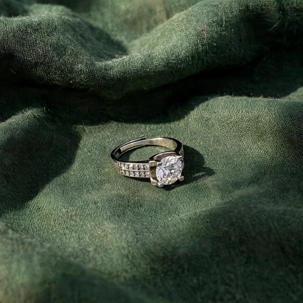 Double Row Pavé Engagement Moissanite Ring 117LV