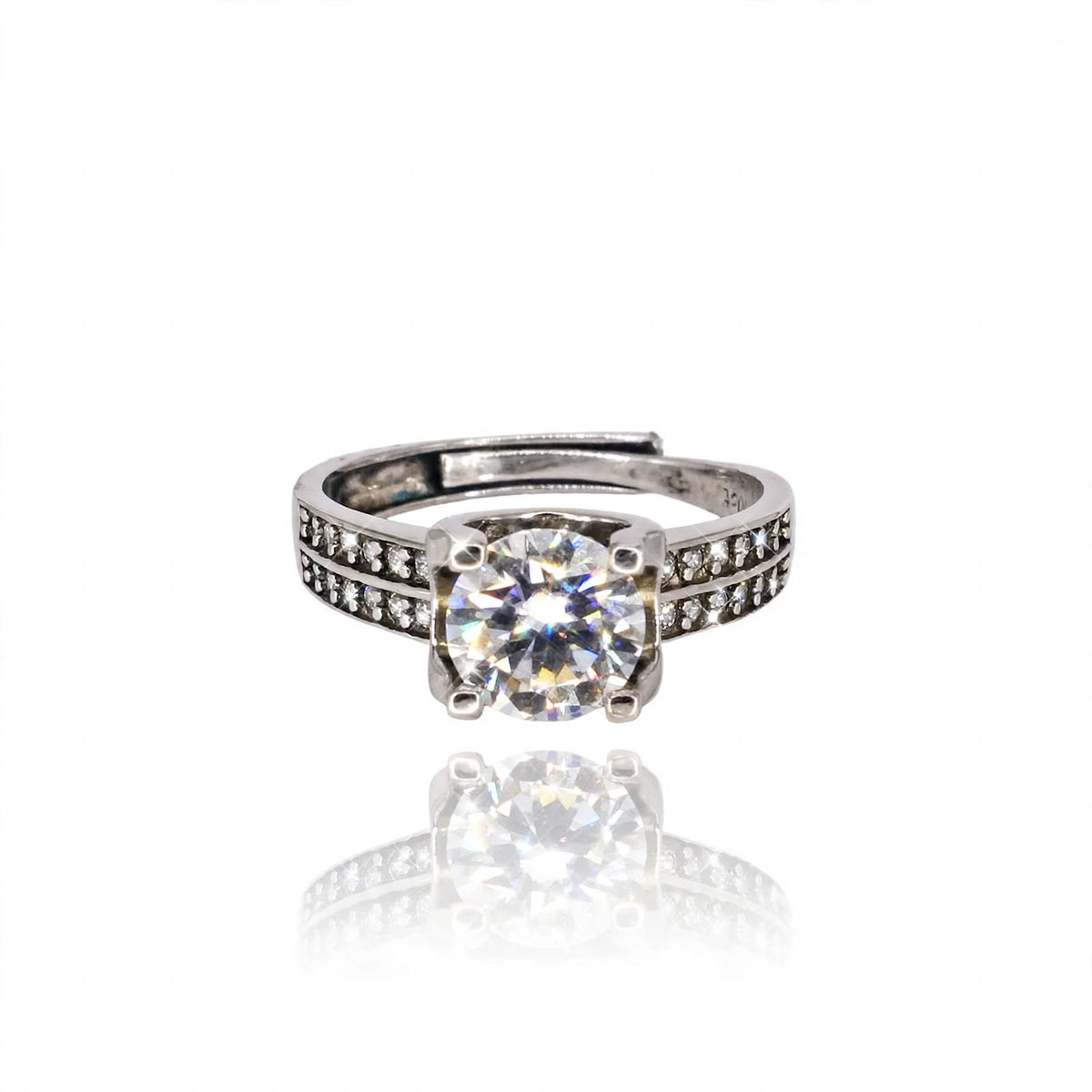 Double Row Pavé Engagement Moissanite Ring 117LV