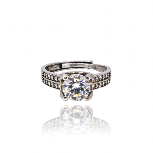 Double Row Pavé Engagement Moissanite Ring 117LV