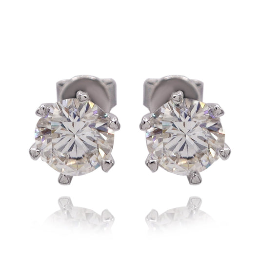 140LV Moissanite Round Solitaire Stud Earrings
