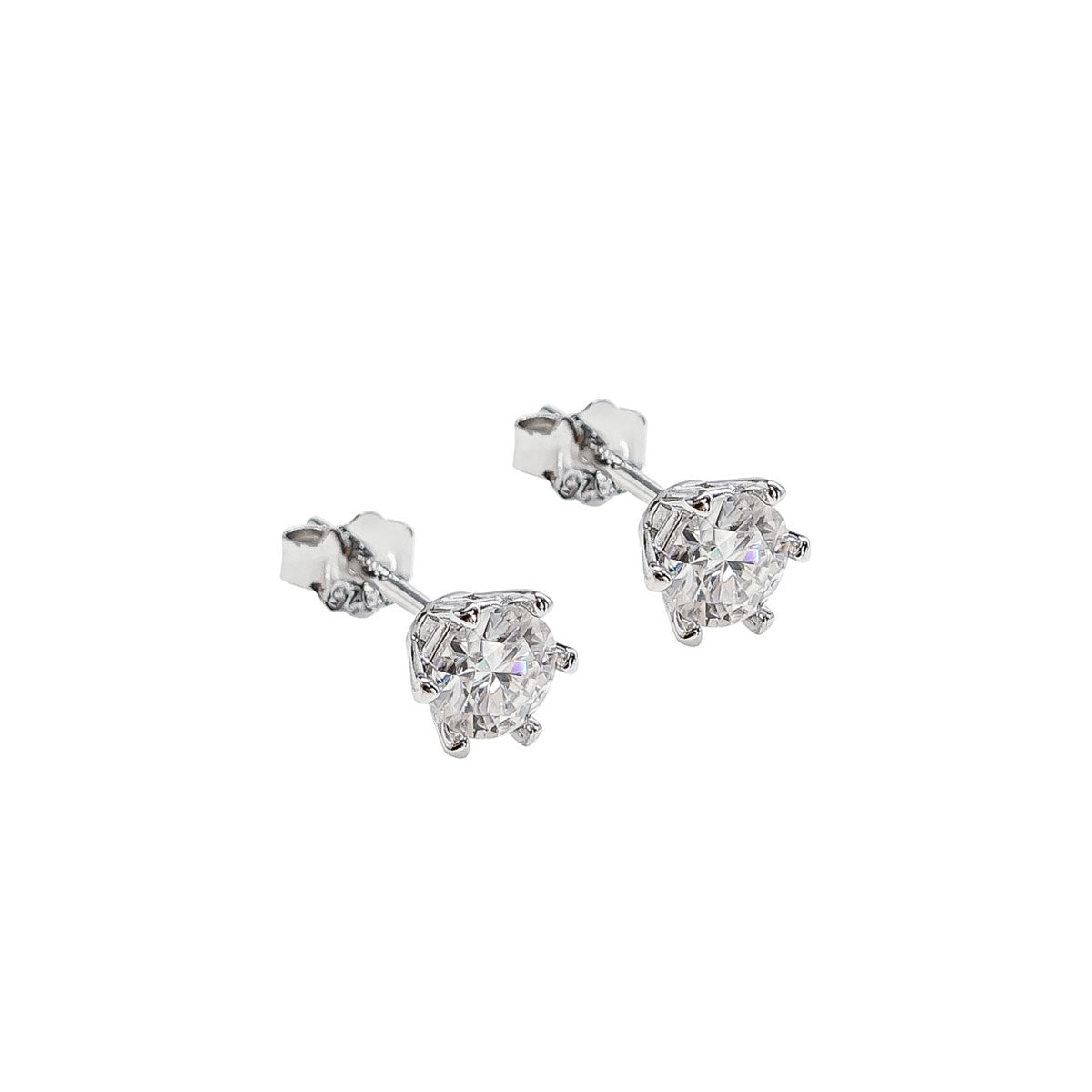 141LV Round Cut Stone Stud Earrings