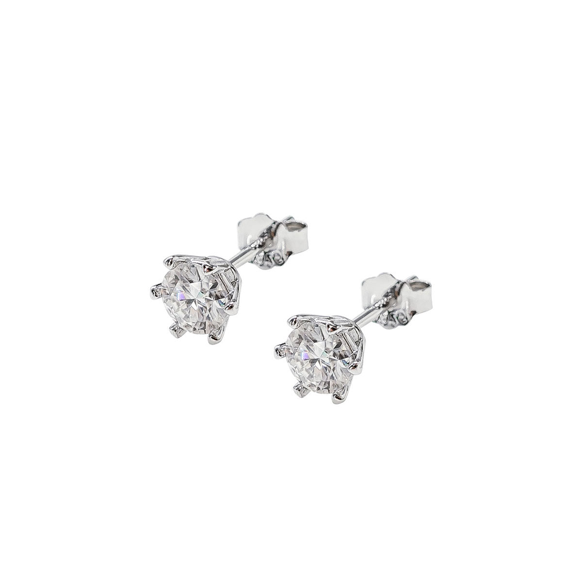 141LV Round Cut Stone Stud Earrings