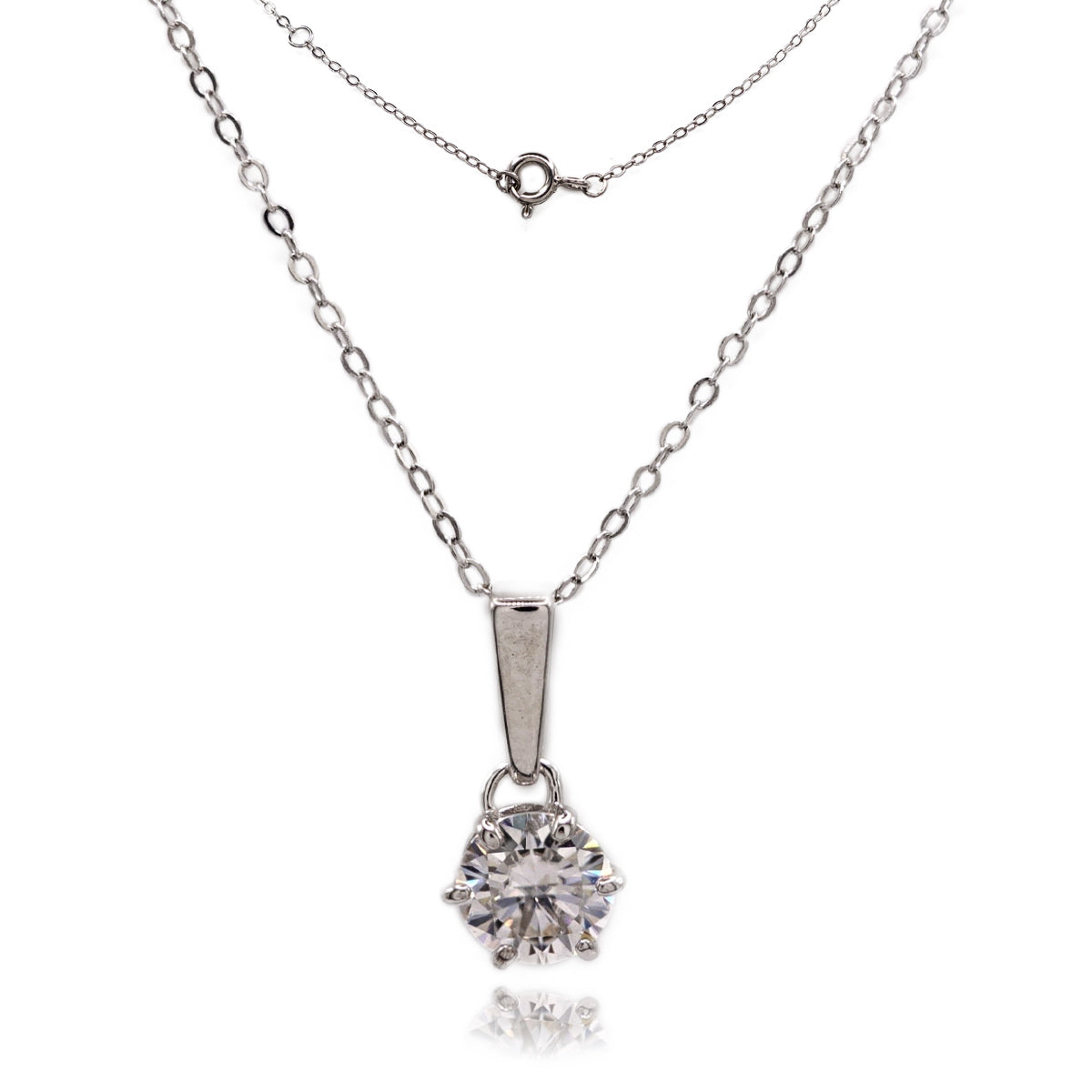 143LV Solitaire Moissanite Stone Necklace