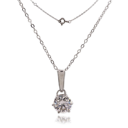 143LV Solitaire Moissanite Stone Necklace
