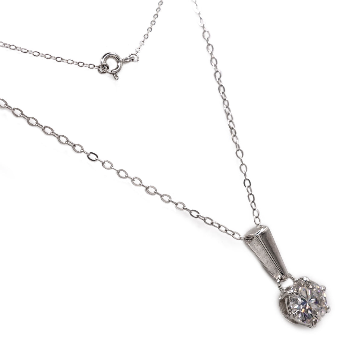 143LV Solitaire Moissanite Stone Necklace