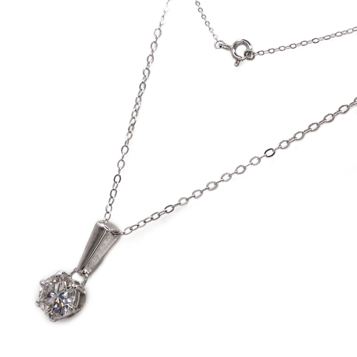 143LV Solitaire Moissanite Stone Necklace