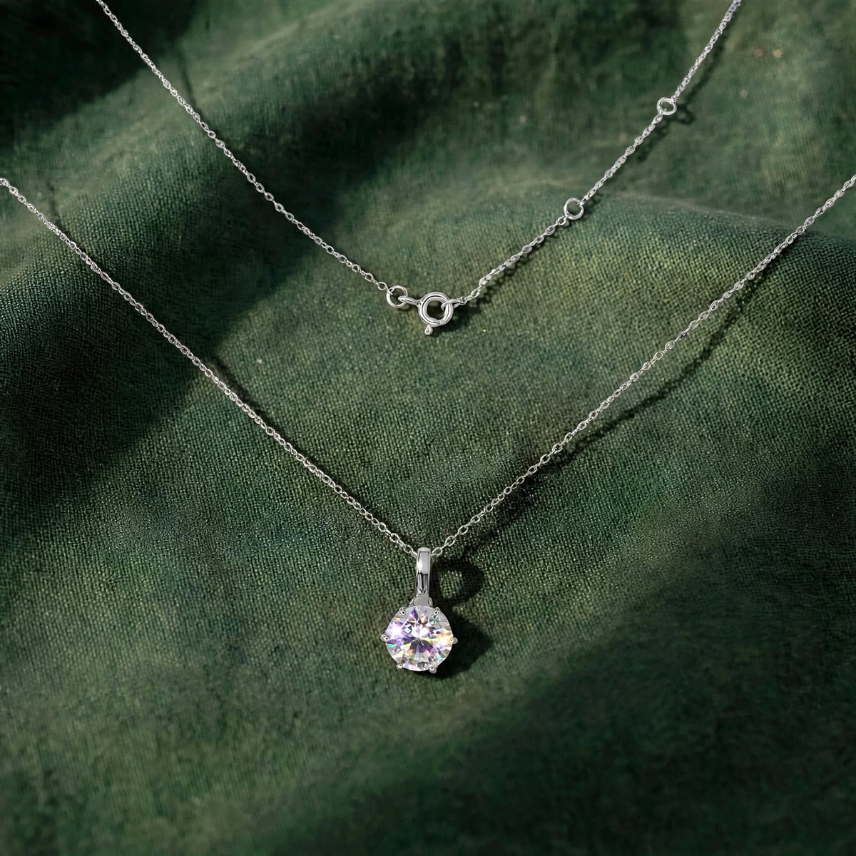 Round Brilliant Solitaire Moissanite Pendant Necklace 146LV