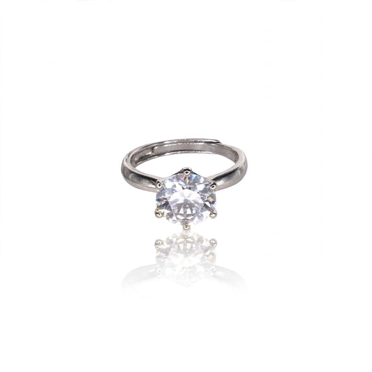 Solitaire Vista Silver White Moissanite Ring 149LV