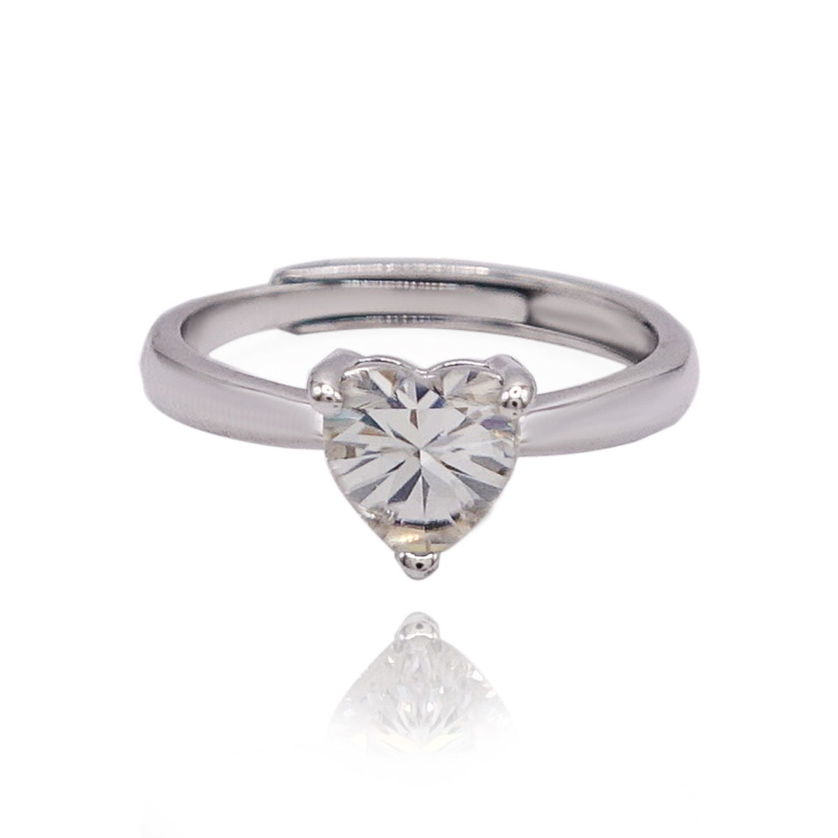 156LV Heart Round Cut Sterling Engagement Ring