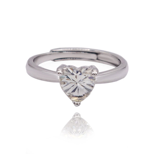 156LV Heart Round Cut Sterling Engagement Ring