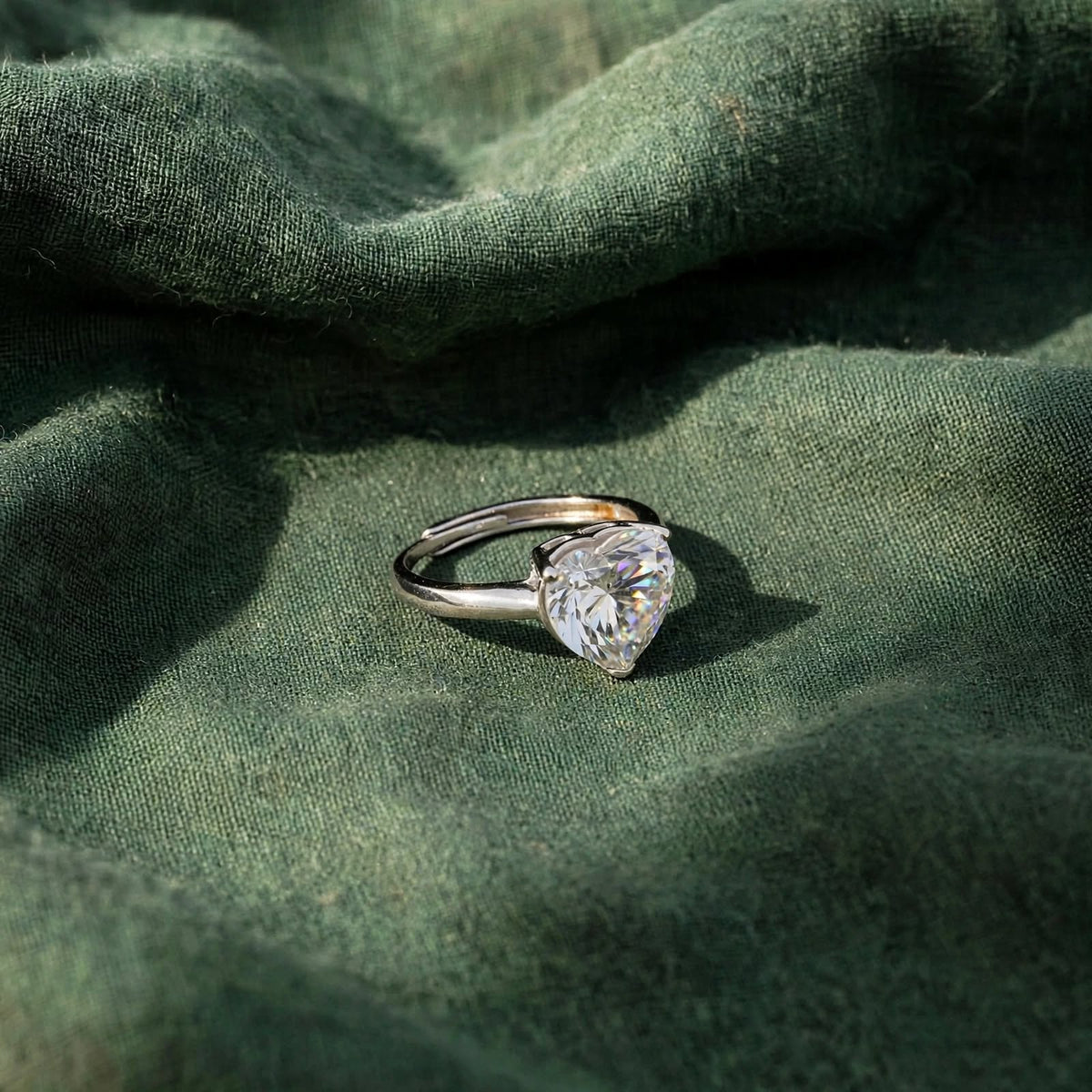 Heart-Cut Solitaire Silver Moissanite Ring 158LV