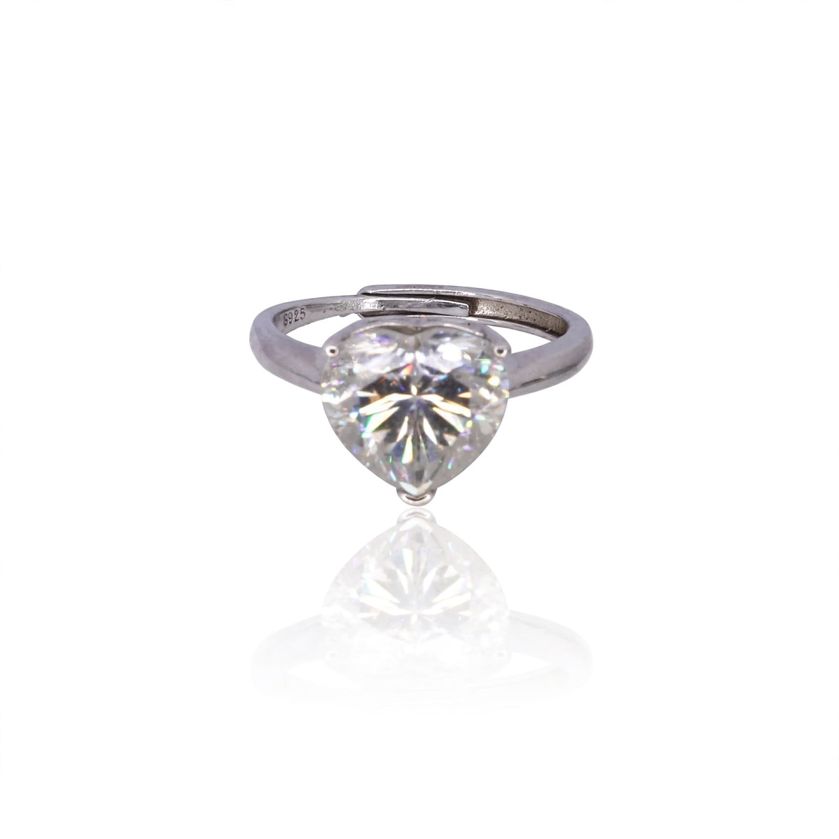 Heart-Cut Solitaire Silver Moissanite Ring 158LV