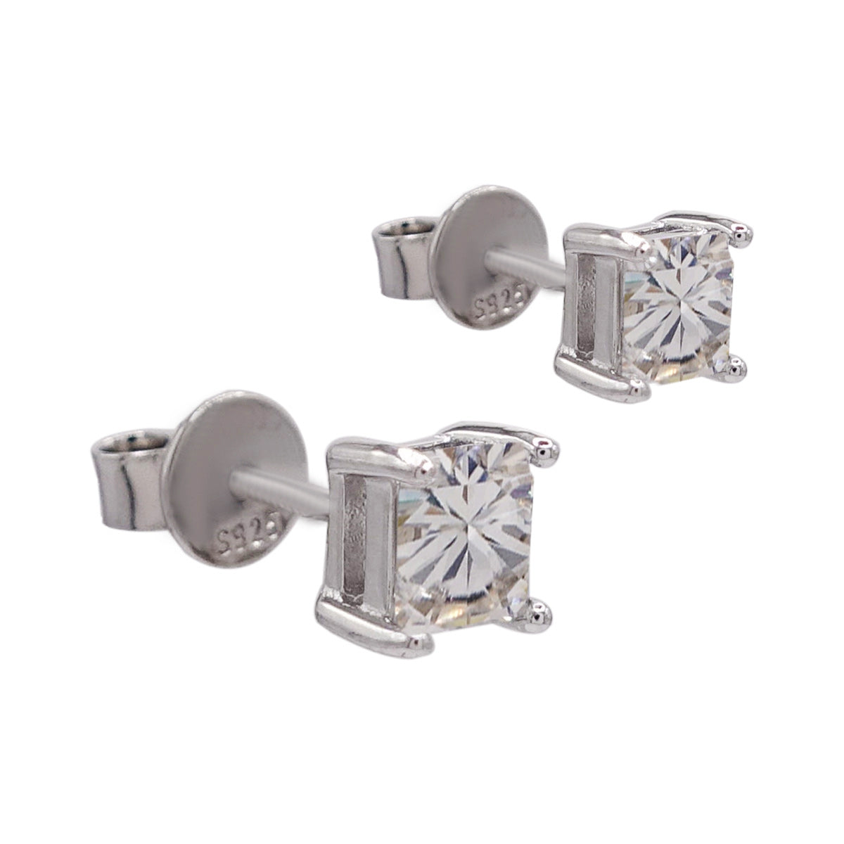 159LV Moissanite Square Princess Stud Earrings