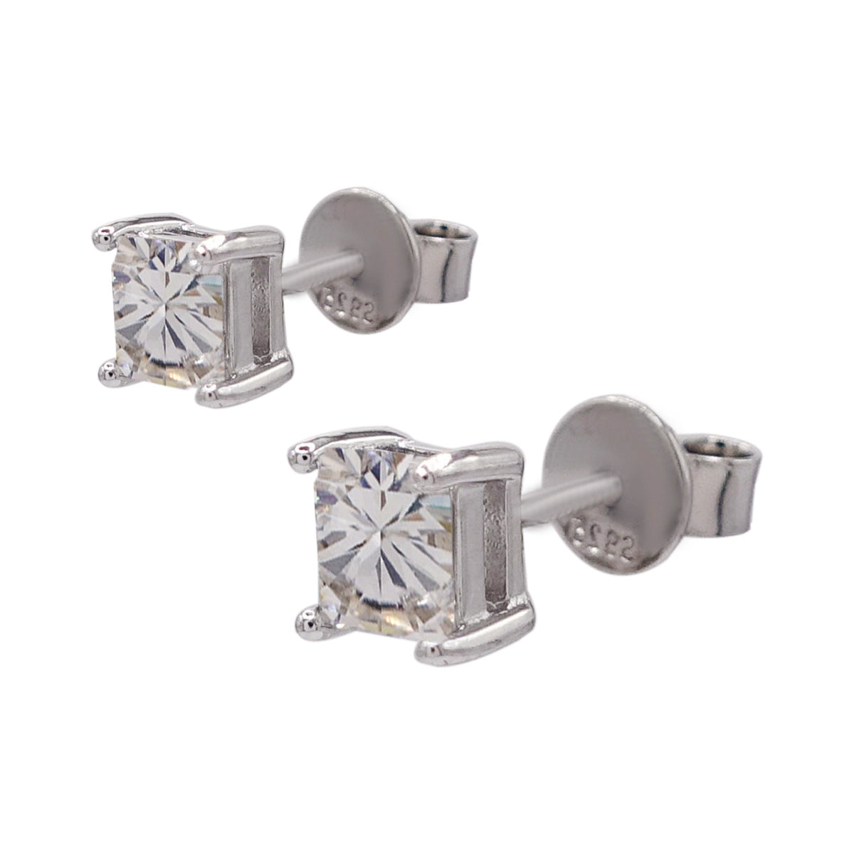 159LV Moissanite Square Princess Stud Earrings