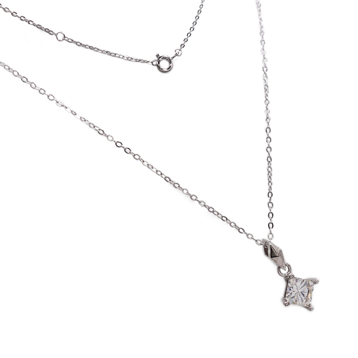 163LV Moissanite Princess Cut Necklace