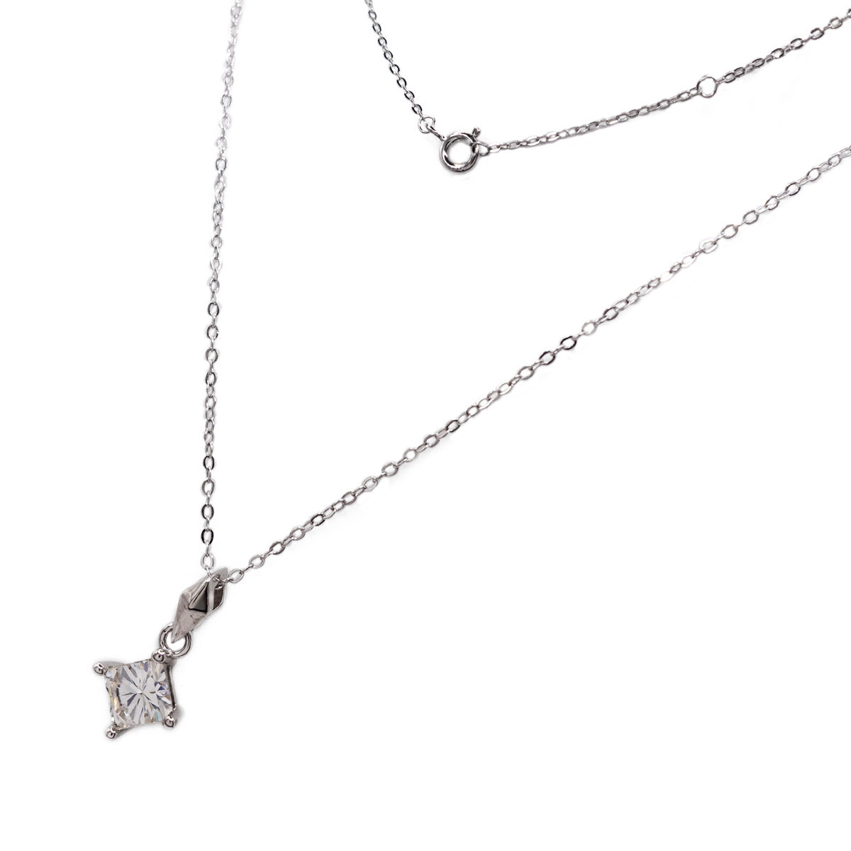 163LV Moissanite Princess Cut Necklace