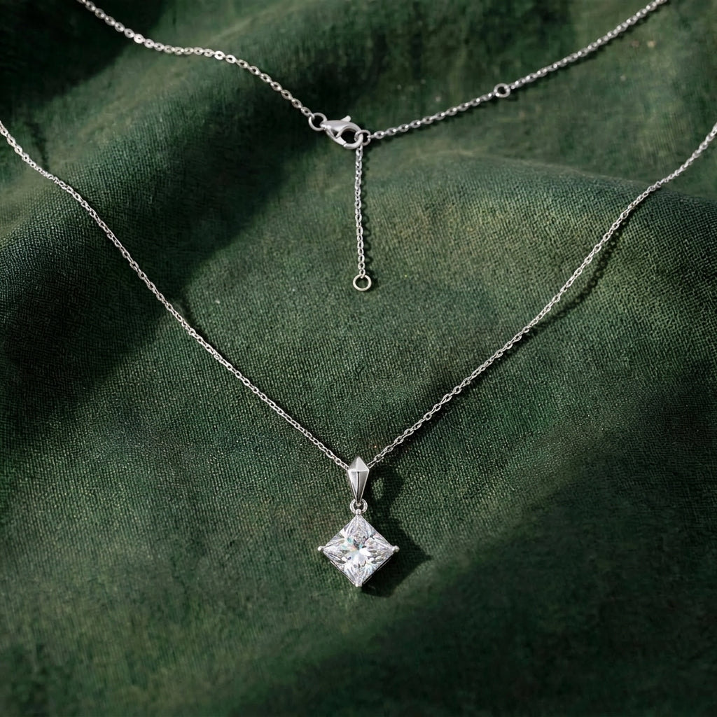 2 ct Princess-Cut Solitaire Moissanite Pendant Necklace 165LV