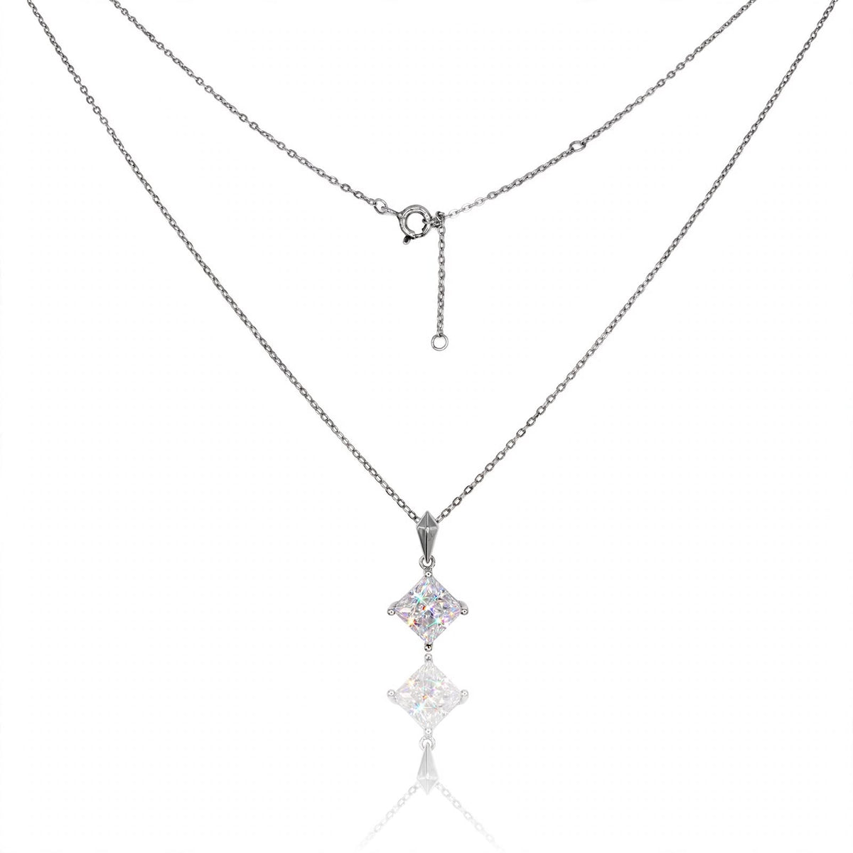 2 ct Princess-Cut Solitaire Moissanite Pendant Necklace 165LV