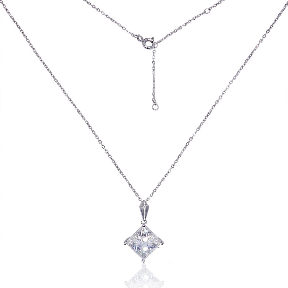 5ct Princess-Cut Solitaire Moissanite Pendant Necklace 166LV
