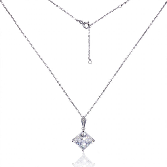 5ct Princess-Cut Solitaire Moissanite Pendant Necklace 166LV