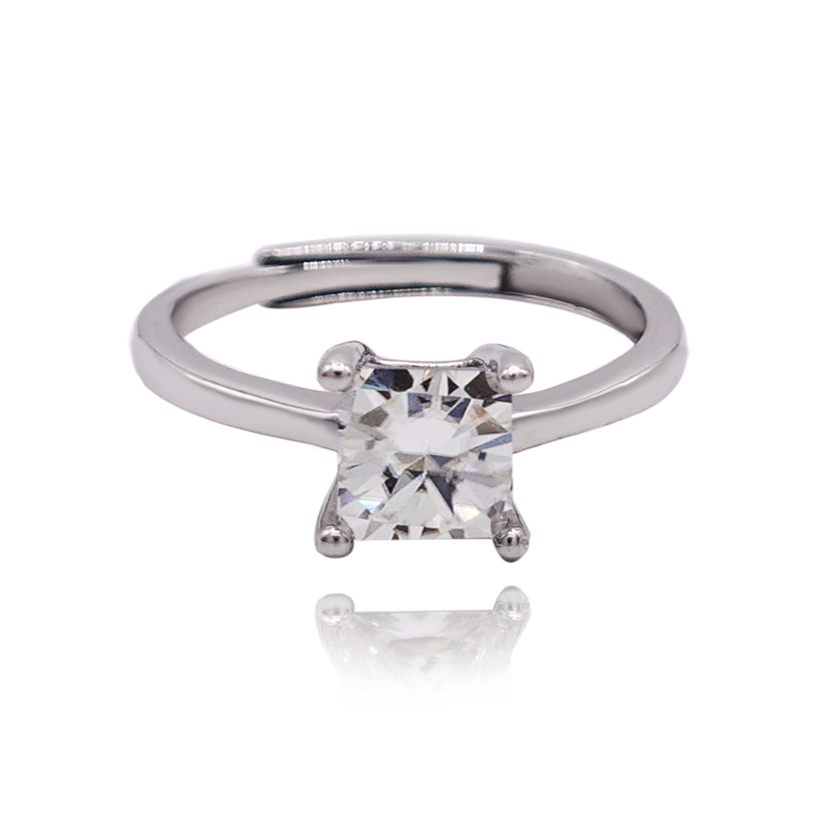 168LV Princess Round Cut Sterling Engagement Ring