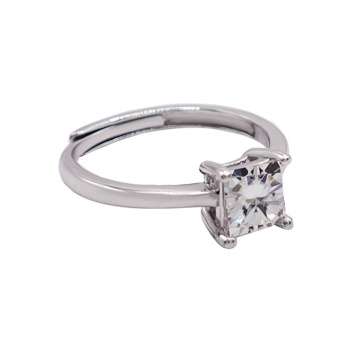 168LV Princess Round Cut Sterling Engagement Ring