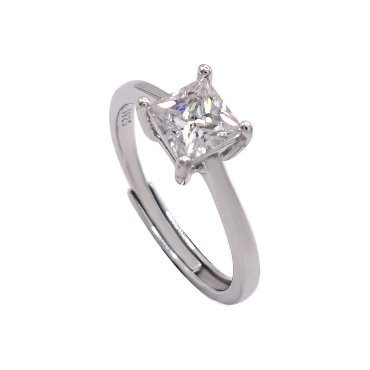 168LV Princess Round Cut Sterling Engagement Ring