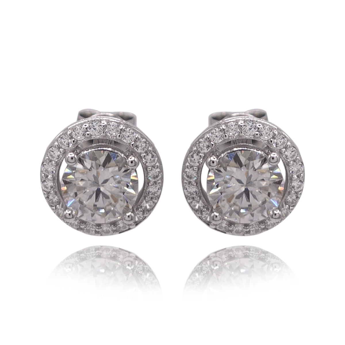 171LV Moissanite Round Cut Solitaire Tiny Moon  Stud Earrings