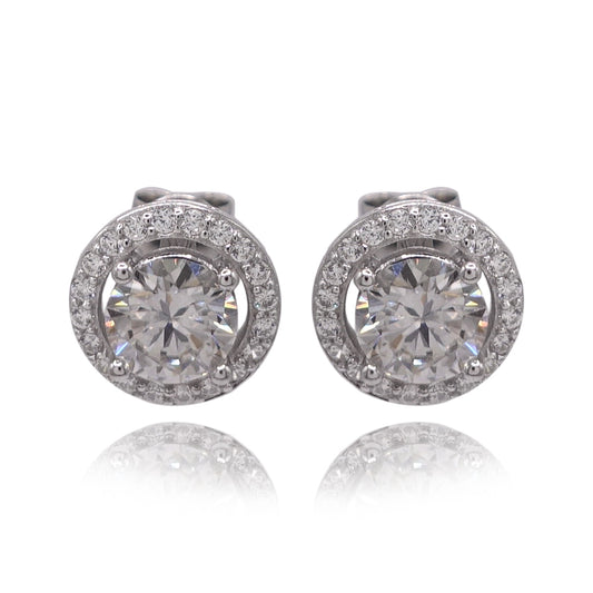 171LV Moissanite Round Cut Solitaire Tiny Moon  Stud Earrings