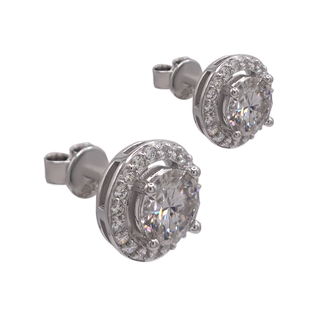 171LV Moissanite Round Cut Solitaire Tiny Moon  Stud Earrings