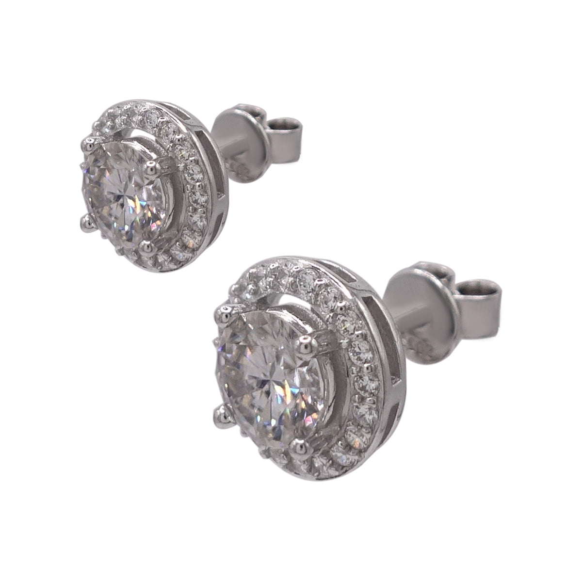 171LV Moissanite Round Cut Solitaire Tiny Moon  Stud Earrings