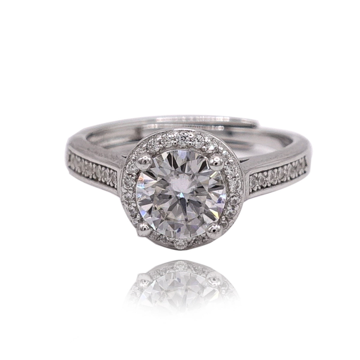 173LV Moissanite Halo Round Cut Engagement Ring