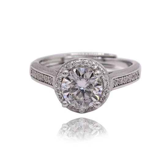 173LV Moissanite Halo Round Cut Engagement Ring